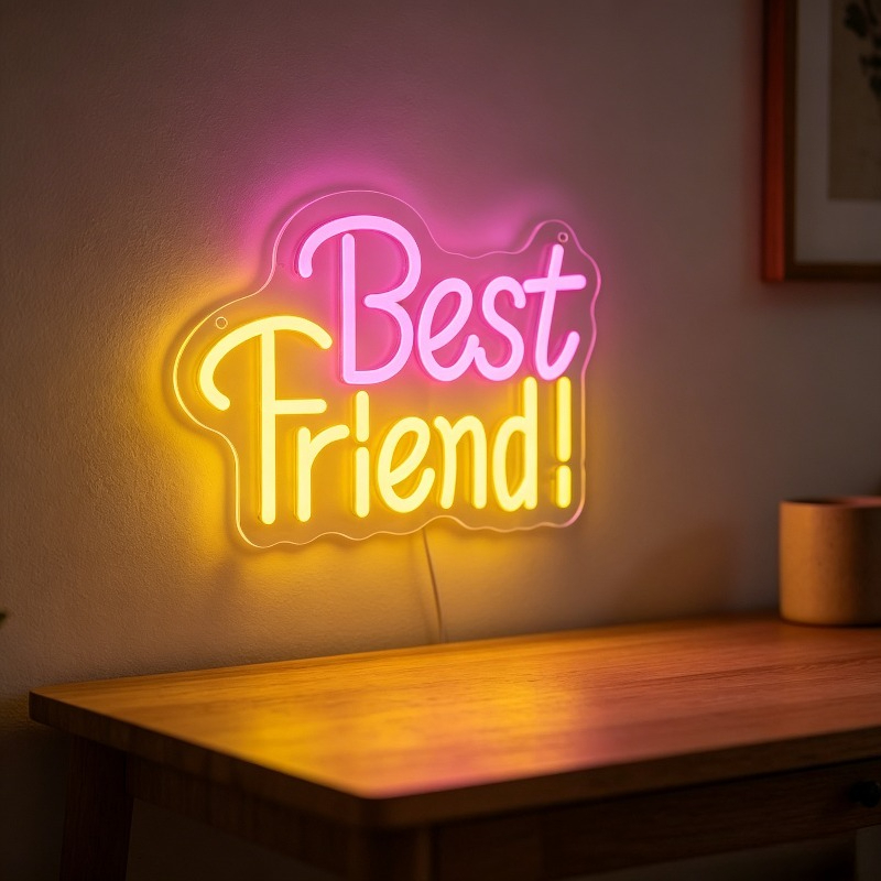 Lighting Decoration Ideas For Home - Neonowy znak świetlny Najlepszy Przyjaciel, ściemnialny