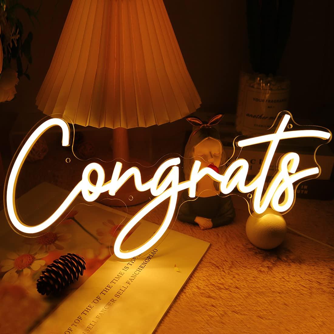 Lighting Decoration For Wedding - Gratulacje Neonowy Znak USB Ściemnialna Lampa