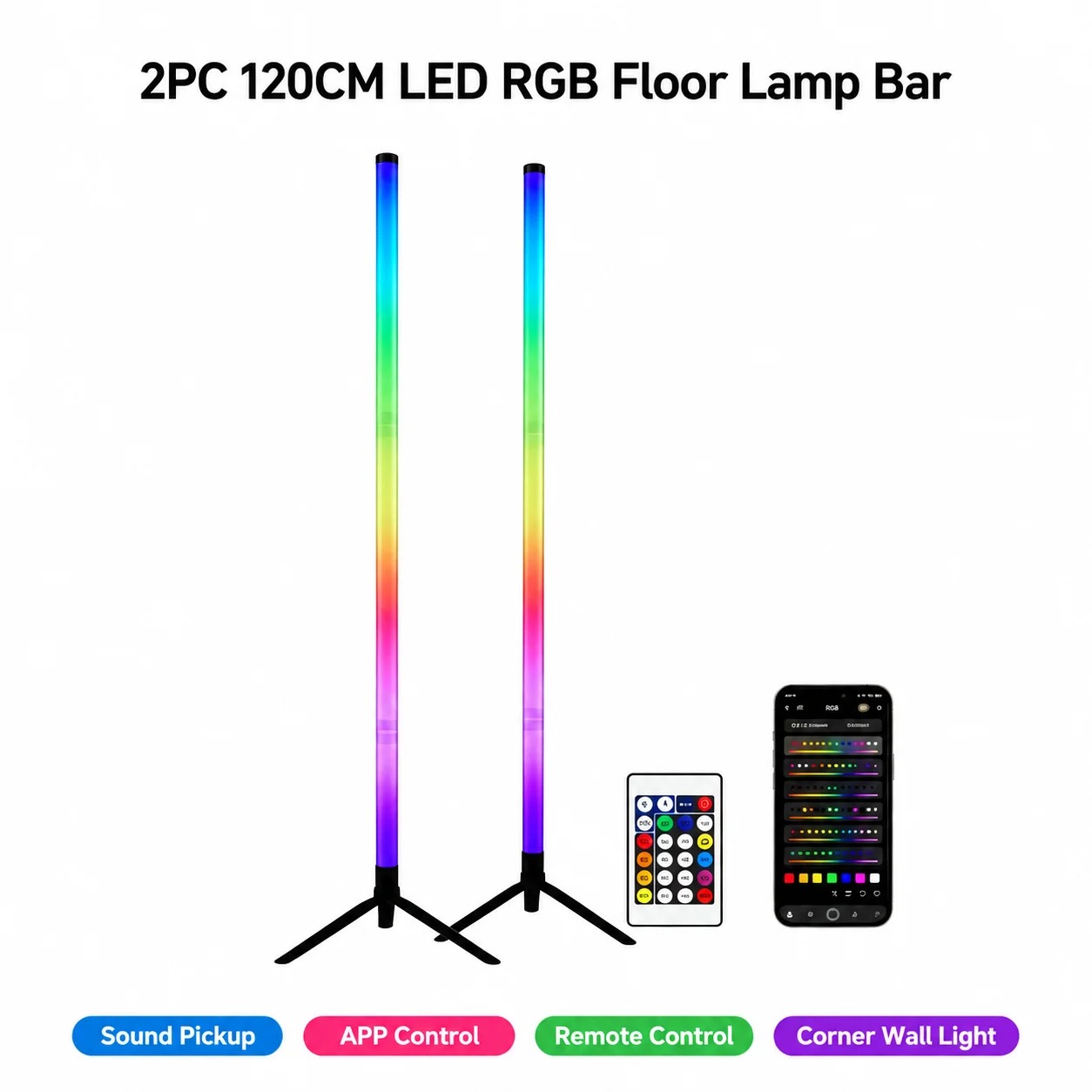 Ambient Lighting Decor For Room - 2 sztuki narożnych lamp podłogowych LED