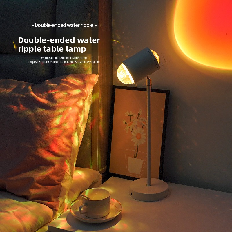 Sunset Lamp Projection - Dynamiczna, obrotowa lampa biurkowa z projekcją
