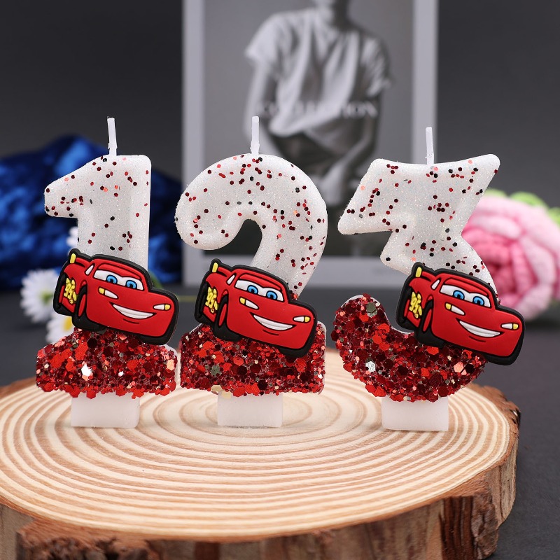 Lighting Mcqueen Decor - Dekoracja tortu z cyframi 0-9 w
