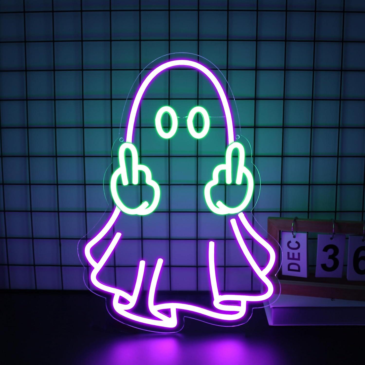 Room Lighting Bedroom Decor - Neonowy znak duch, zasilany przez USB,