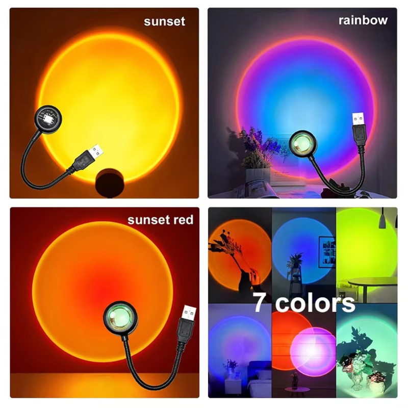 Sunset Lamp Projection - 1-4 szt. Lampa Sunset LED Tęcza