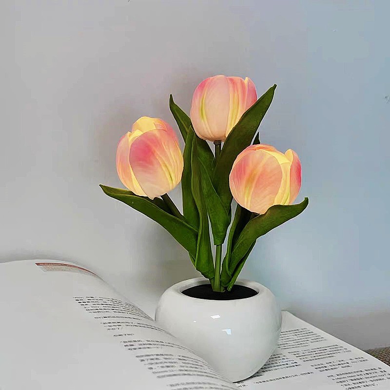 Ambient Lighting Decor For Room - Lampa LED Tulipany Symulacja Kwiatu Nocna