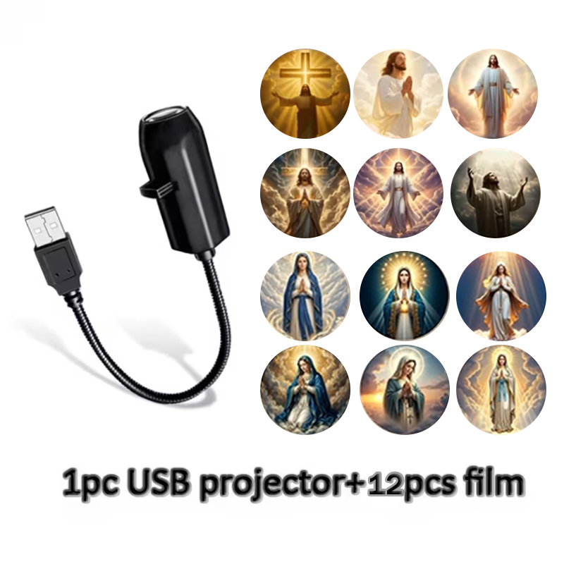 Ambient Lighting Decor For Room - Lampa projekcyjna USB z motywami religijnymi,