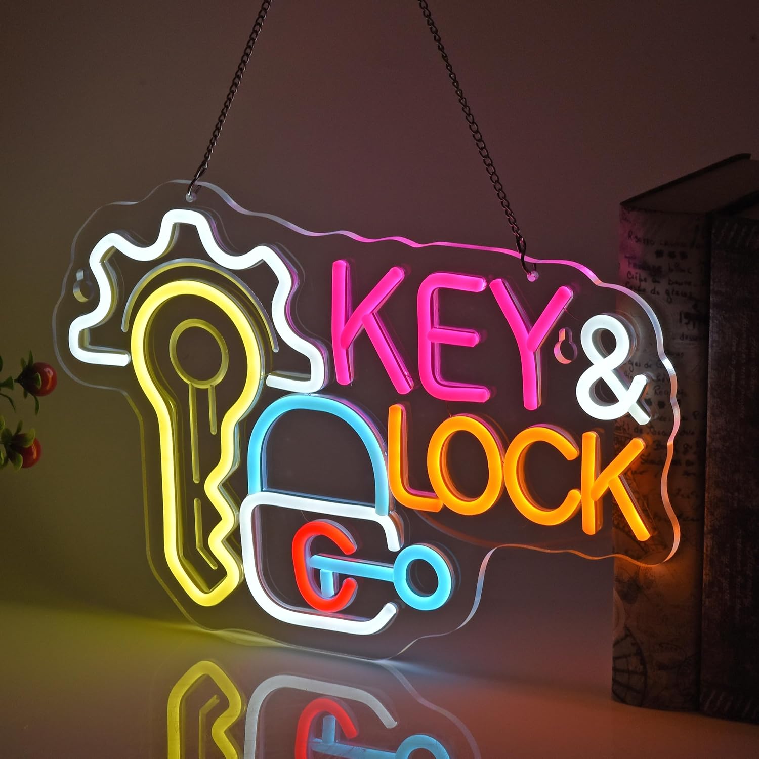 Neonowy szyld z zamkiem na klu – Lighting Decor Rentals recenzja i cena