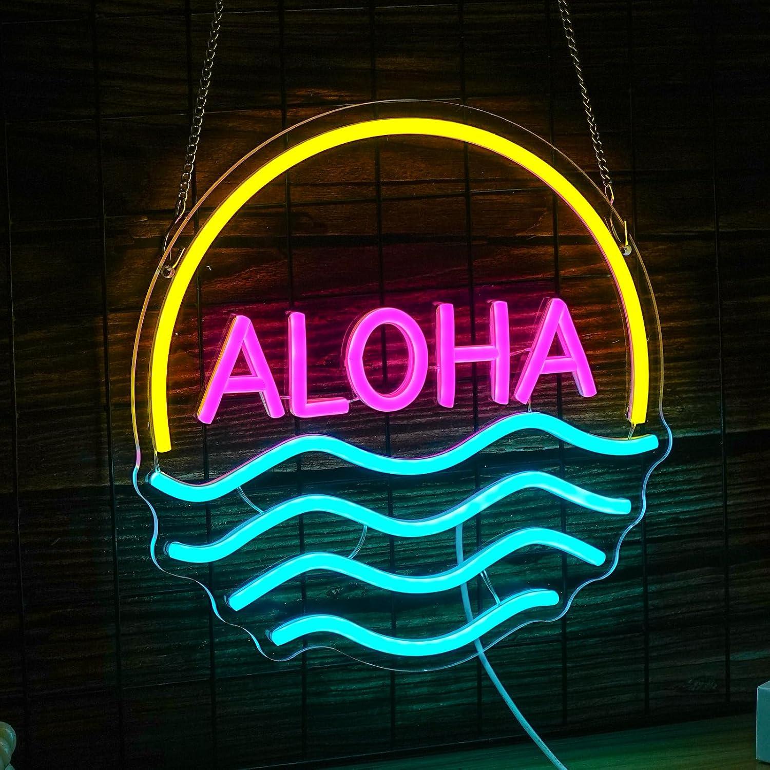 Neonowy znak Aloha Sunset Wave – Lighting Decor Rentals recenzja i cena