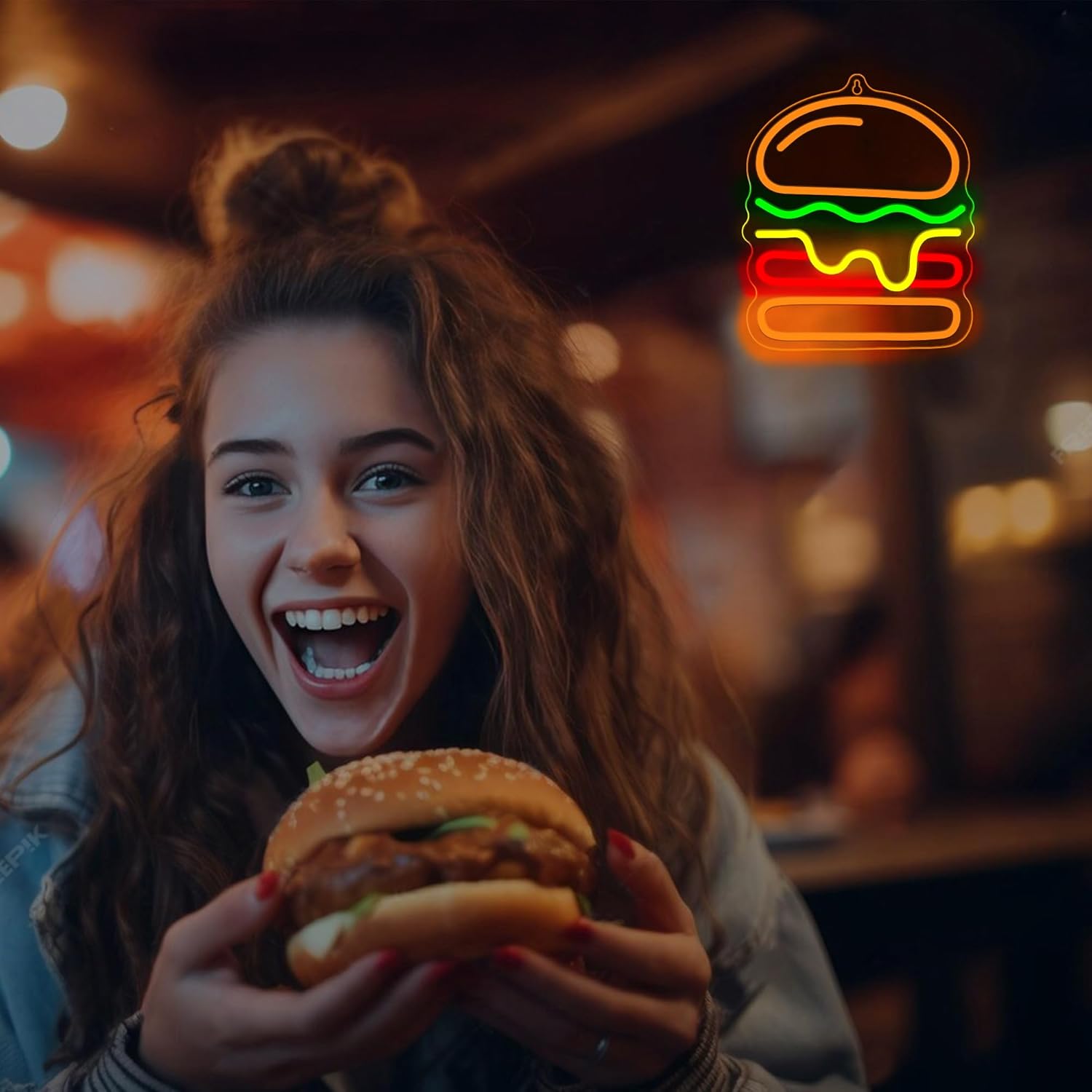 Neon Burger z Warstwowym Serem – Lighting Decoration Ideas For Home recenzja i cena