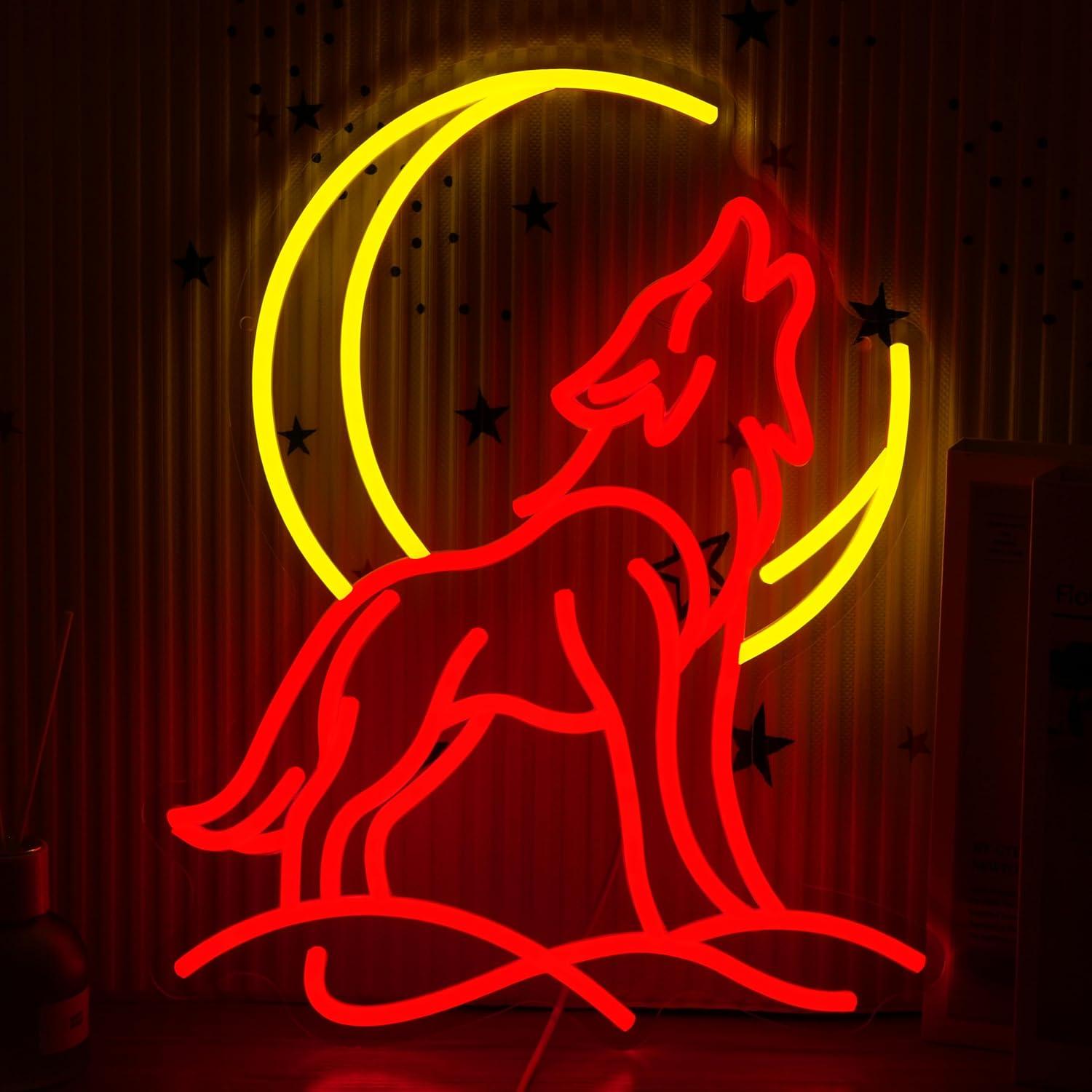 Neonowy znak LED z wyjący wilk – Room Lighting Bedroom Decor recenzja i cena